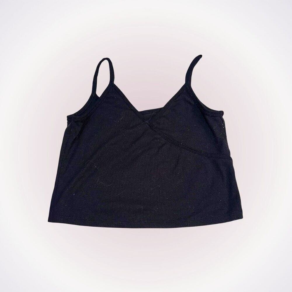 Weekend Soul black ribbed v-neck tank top crop top | Sz S